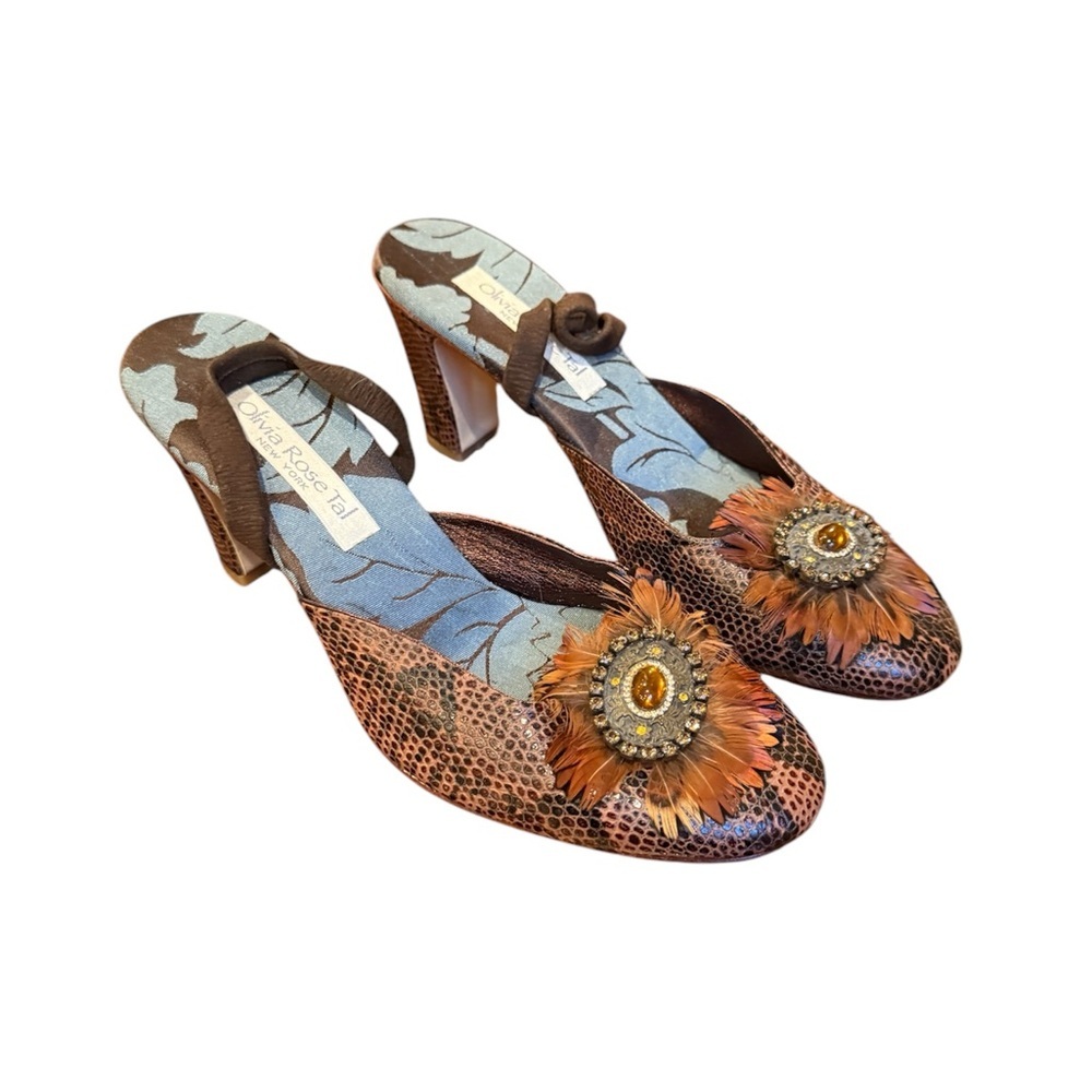 Olivia Rose Tal snakeskin sling back heels size 9